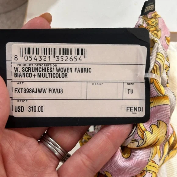 Authentic Fendi FENDACE Hair Accessory Hair Tie Scrunchie Silk - Picture 4 of 5